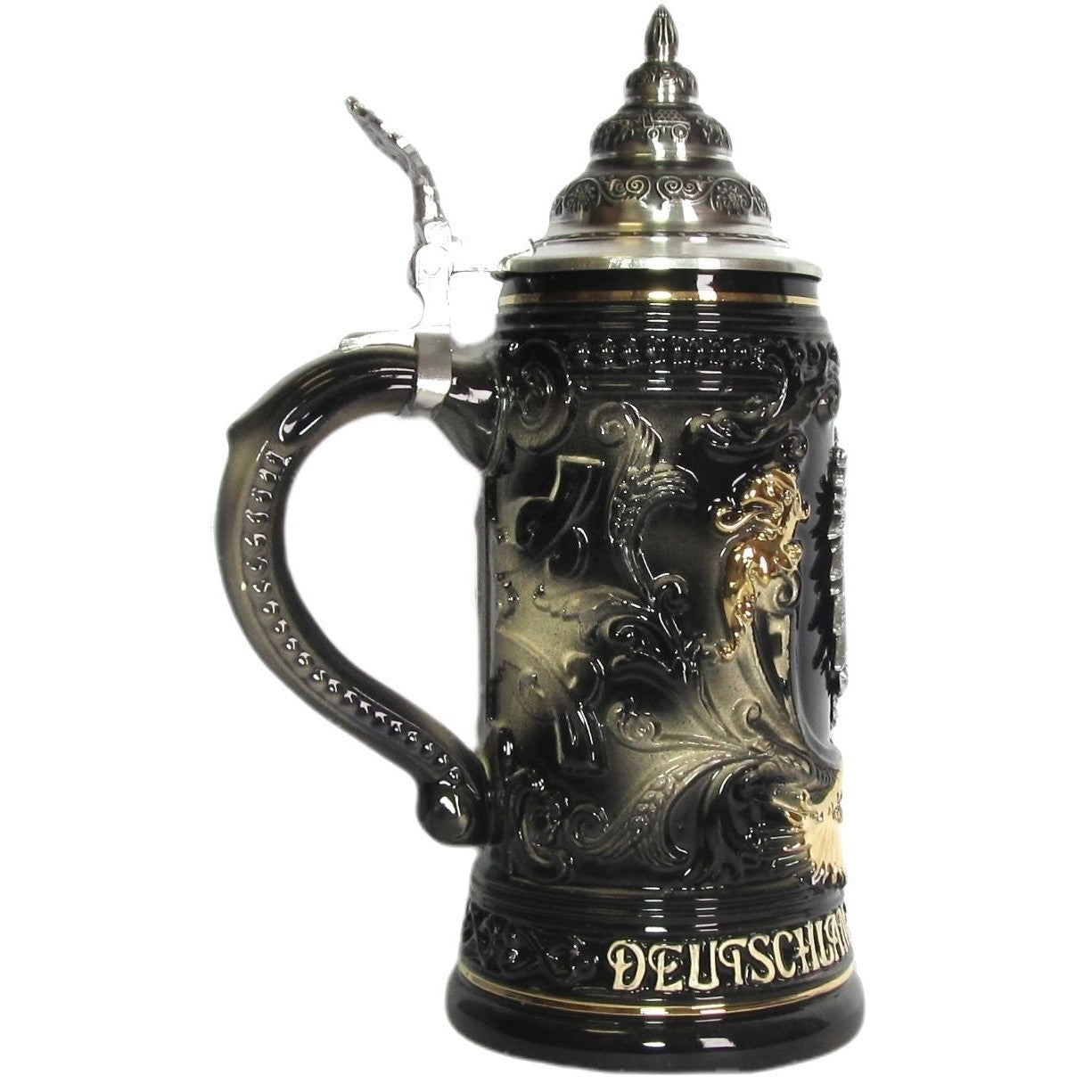 King Werk - Old German Eagle Stein, Pewter Eagle Medallion - Beer Stei ...