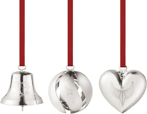 Georg Jensen 2024 Ornament Set, 3Pcs, Plated in Palladium