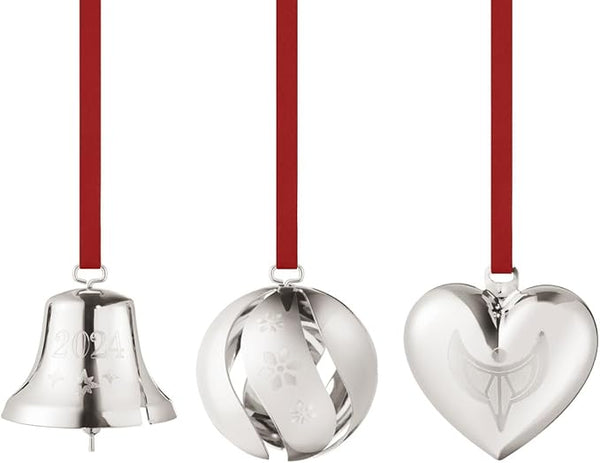 Load image into Gallery viewer, Georg Jensen 2024 Ornament Set, 3Pcs, Plated in Palladium
