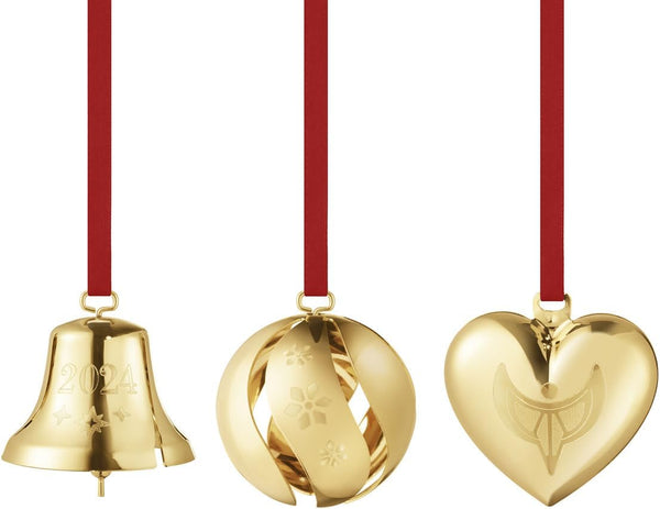 Load image into Gallery viewer, Georg Jensen 2024 Ornament Set, 3Pcs, Plated in 18k Gold
