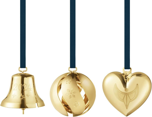 Load image into Gallery viewer, Georg Jensen 2024 Ornament Set, 3Pcs, Plated in 18k Gold
