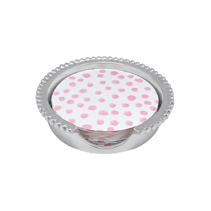 Mariposa Pink Dotty and Stripe Beaded Coaster Set