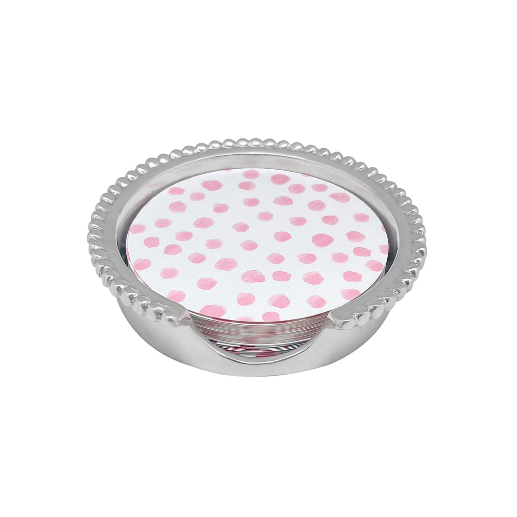 Mariposa Pink Dotty and Stripe Beaded Coaster Set