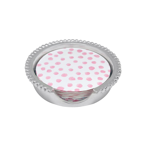 Load image into Gallery viewer, Mariposa Pink Dotty and Stripe Beaded Coaster Set
