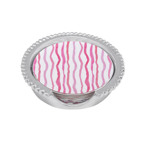 Mariposa Pink Dotty and Stripe Beaded Coaster Set