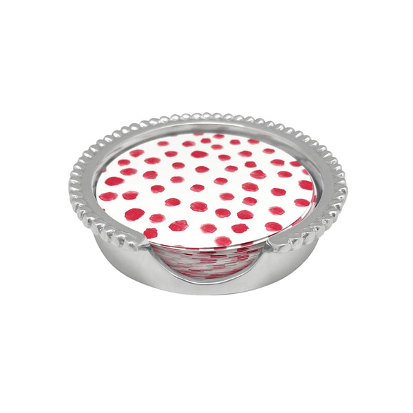 Load image into Gallery viewer, Mariposa Red Dotty and Stripe Beaded Coaster Set
