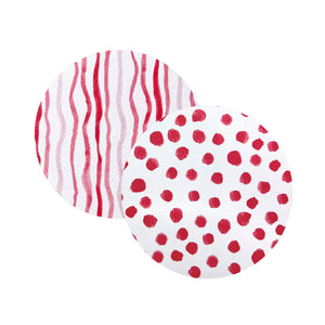 Mariposa Red Dotty and Stripe Beaded Coaster Set