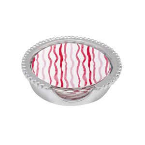 Mariposa Red Dotty and Stripe Beaded Coaster Set