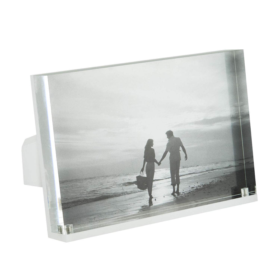 Tizo Design White 4x6 Horizontal Acrylic Picture Frame with Stand