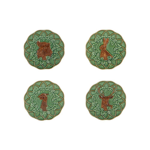 Bordallo Pinheiro Woods Set of 4 Assorted Bread and Butter Plates