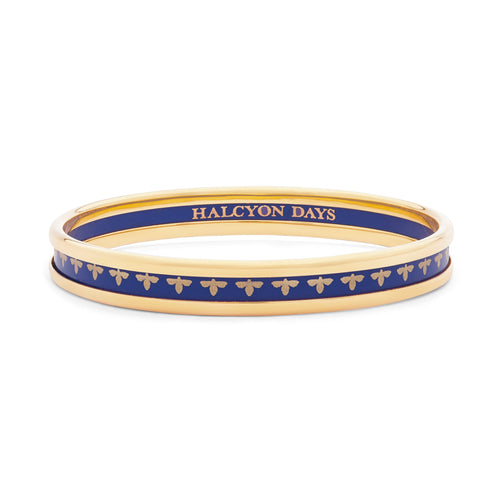 Halcyon Days Skinny Bee Deep Cobalt & Gold Enamel Bangle