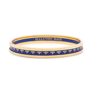 Halcyon Days Skinny Bee Deep Cobalt & Gold Enamel Bangle