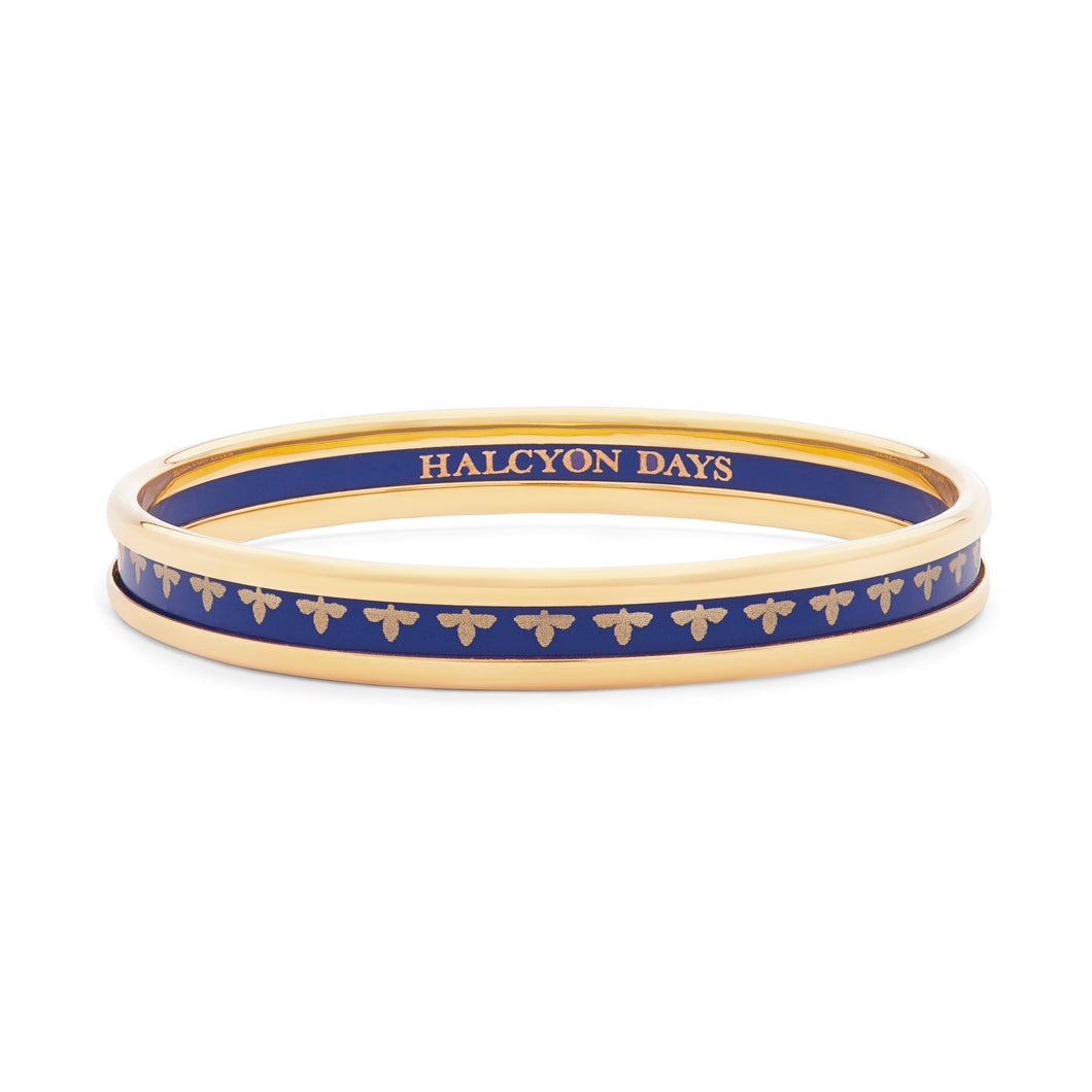 Halcyon Days Skinny Bee Deep Cobalt & Gold Enamel Bangle