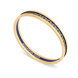 Halcyon Days Skinny Chain Deep Cobalt & Gold Enamel Bangle