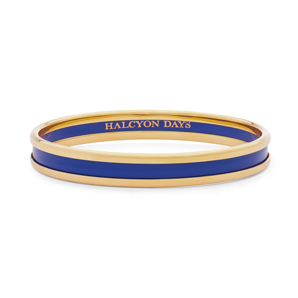 Load image into Gallery viewer, Halcyon Days Skinny Deep Cobalt &amp; Gold Enamel Bangle
