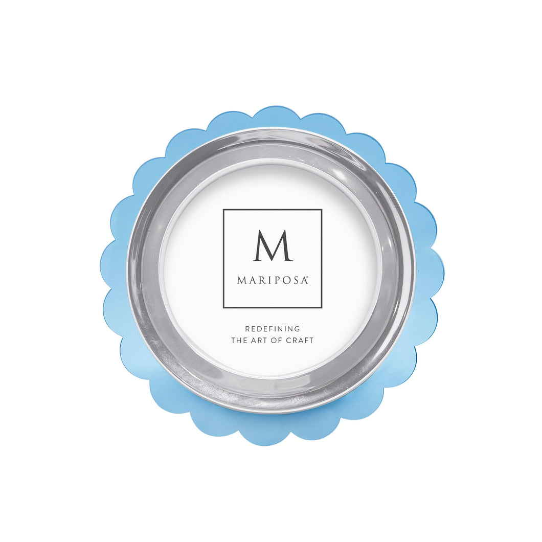 Mariposa Light Blue Acrylic Scallop Round Frame