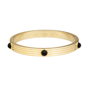 Halcyon Days Ribbed Cabochon Black Bangle