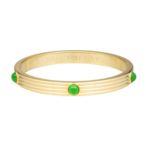 Halcyon Days Ribbed Cabochon Emerald Bangle