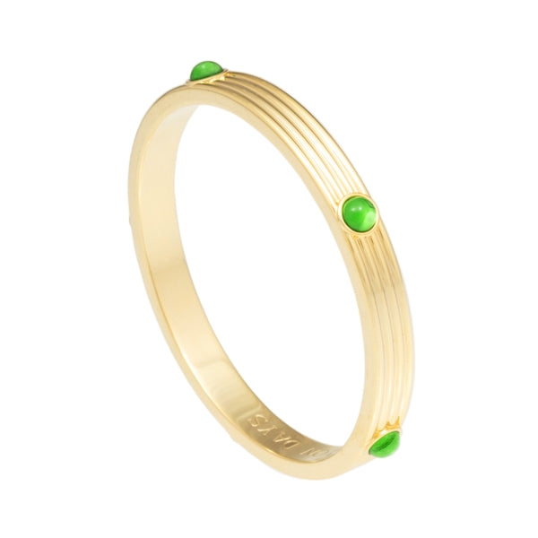 Load image into Gallery viewer, Halcyon Days Ribbed Cabochon Emerald Bangle
