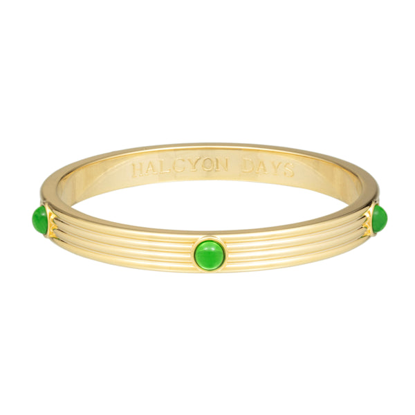 Load image into Gallery viewer, Halcyon Days Ribbed Cabochon Emerald Bangle
