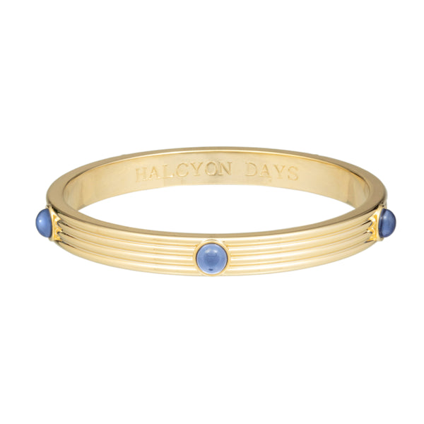 Load image into Gallery viewer, Halcyon Days Ribbed Cabochon Forget-Me-Not Blue Bangle
