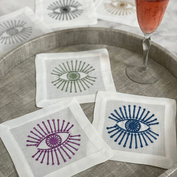 Load image into Gallery viewer, Bodrum Linens Bright Eyes - Cocktail Napkins - Set of 4
