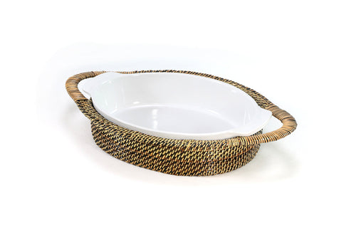 Calaisio Calaisio Oval Casserole Basket with Stoneware Roaster, Medium 3QT