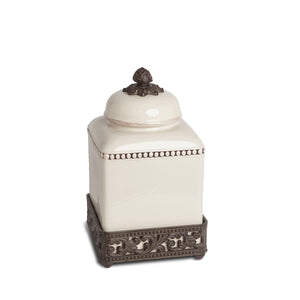 GG Collection Acanthus Stoneware Square Canister, 12 in.