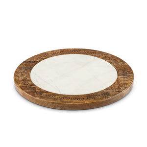 GG Collection Marble and Wood Lazy Susan