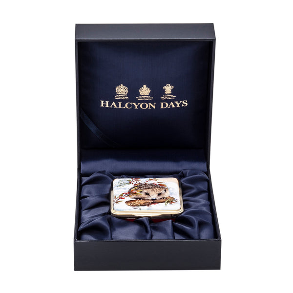 Load image into Gallery viewer, Halcyon Days Woodland Hedgehog in the Snow Enamel Box
