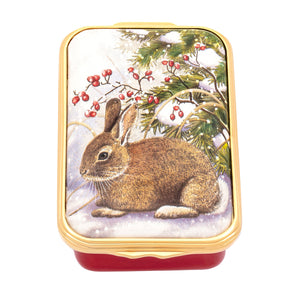 Halcyon Days Woodland Rabbit in the Snow Enamel Box