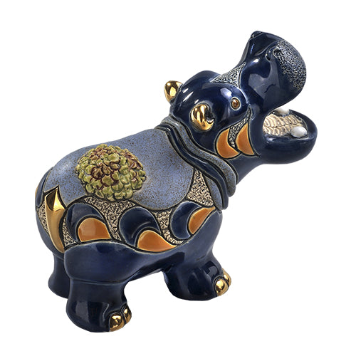 De Rosa Collections Hippo with Water Lily Figurine