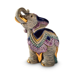 De Rosa Collections Indian Elephant with Trunk Up Figurine