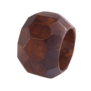 Bodrum Linens Faceted Wood - Napkin Rings - Set of 4