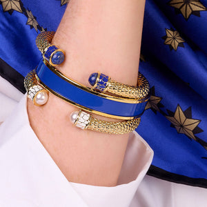 Halcyon Days Minoan Torque Cobalt & Gold Bangle