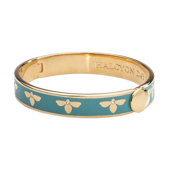 Load image into Gallery viewer, Halcyon Days &quot;Bee Turquoise &amp; Gold&quot; Bangle
