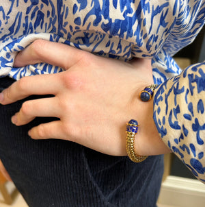 Halcyon Days Minoan Torque Cobalt & Gold Bangle