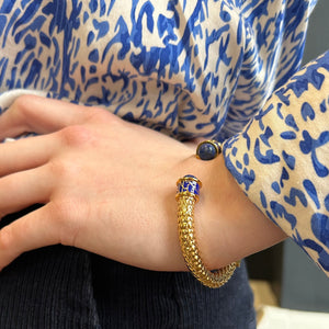 Halcyon Days Minoan Torque Cobalt & Gold Bangle