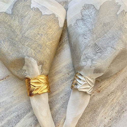 Bodrum Linens Laurel Leaf - Napkin Rings - Set of 4