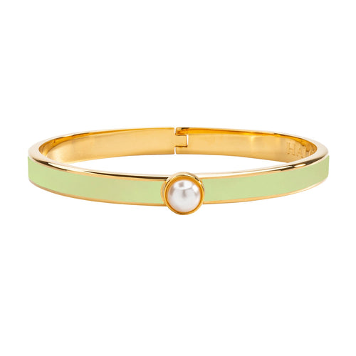 Halcyon Days Skinny Cabochon Pearl Meadow & Gold Bangle