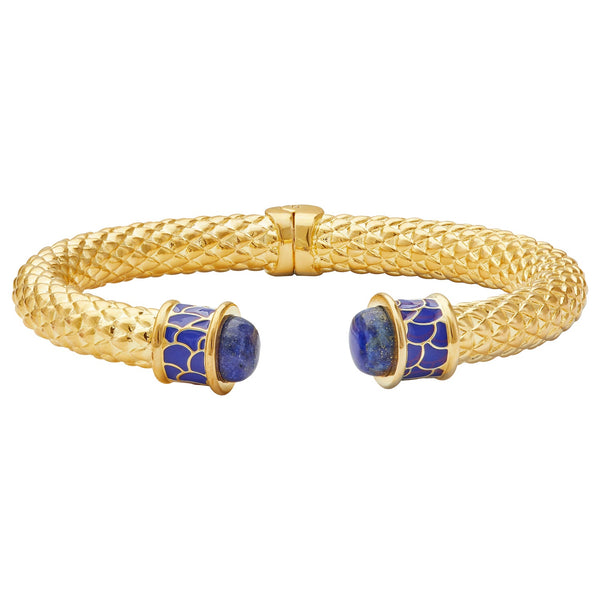 Load image into Gallery viewer, Halcyon Days Minoan Torque Cobalt &amp; Gold Bangle
