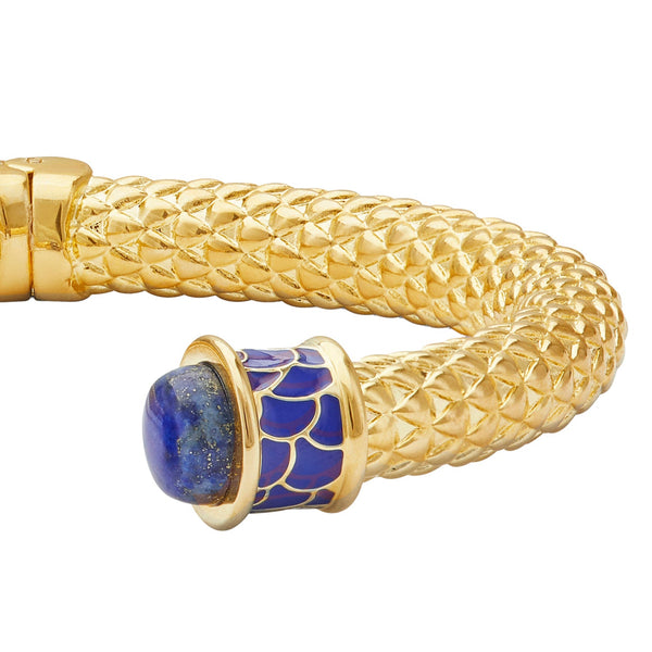 Load image into Gallery viewer, Halcyon Days Minoan Torque Cobalt &amp; Gold Bangle
