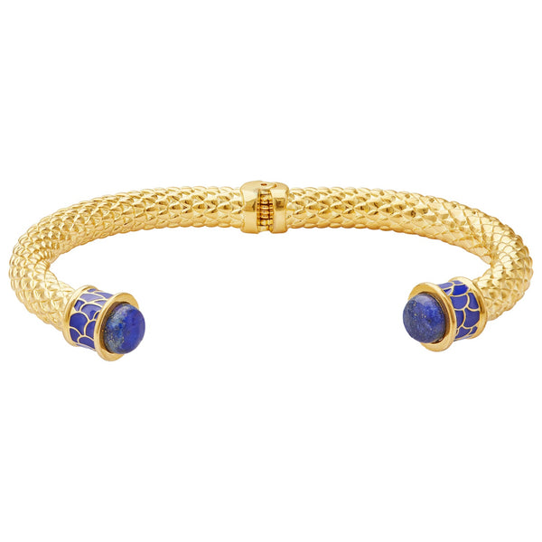 Load image into Gallery viewer, Halcyon Days Minoan Torque Cobalt &amp; Gold Bangle
