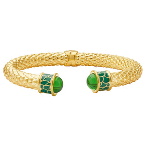 Halcyon Days Minoan Torque Emerald & Gold Bangle