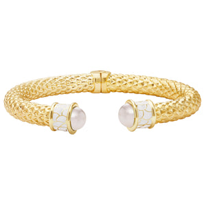 Halcyon Days Minoan Torque Pearl & Gold Bangle