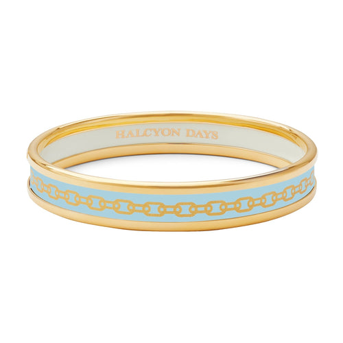 Halcyon Days Skinny Chain Forget-Me-Not & Gold Enamel Bangle