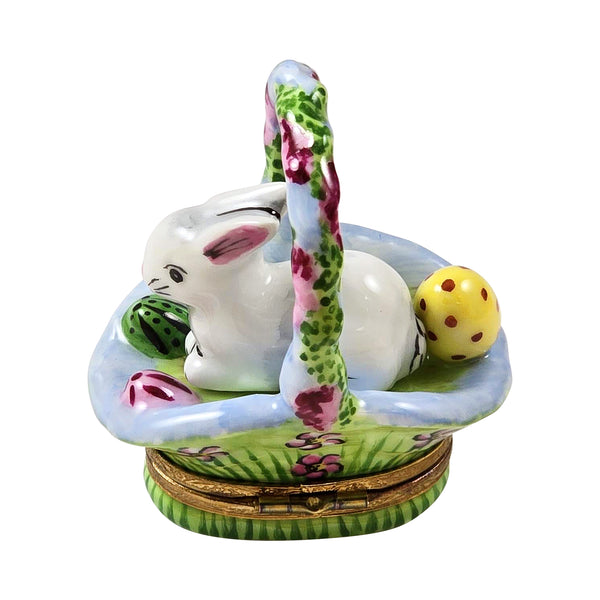 Load image into Gallery viewer, Rochard &quot;White Rabbit in Basket Wisteria &amp; Flowers&quot; Limoges Box
