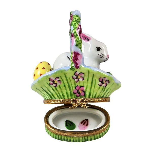 Load image into Gallery viewer, Rochard &quot;White Rabbit in Basket Wisteria &amp; Flowers&quot; Limoges Box
