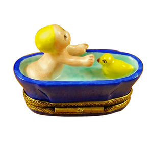 Rochard "Baby in Tub with Duck" Limoges Box