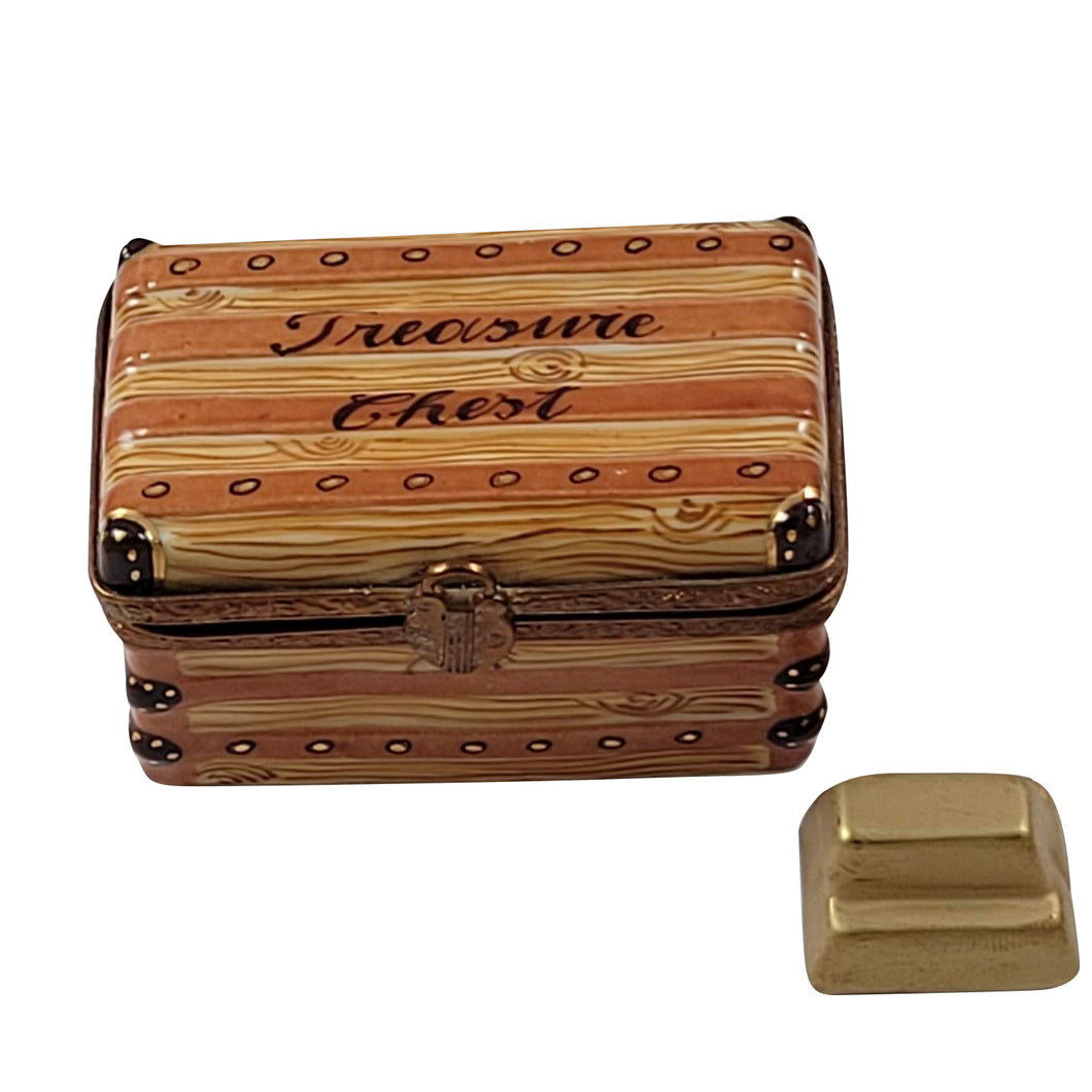 Treasure Chest Rectangular with Gold Bar Limoges Box